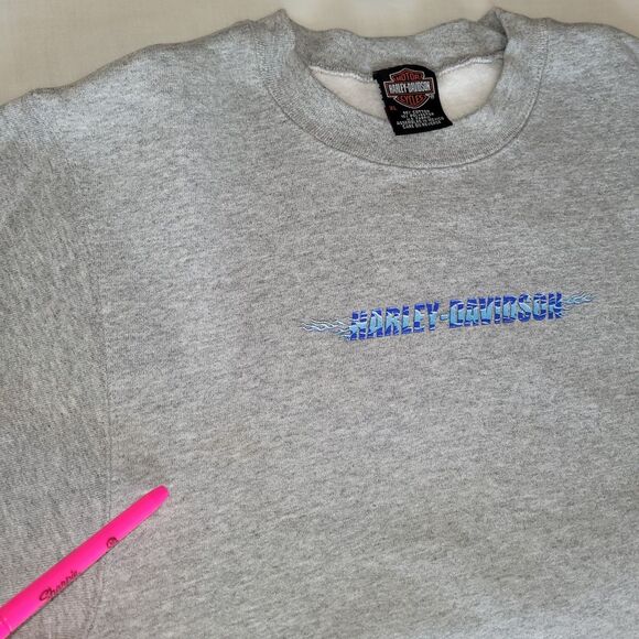 Harley-Davidson Boys XL Gray Crewneck Sweatshirt Y2K De-Lux - Picture 10 of 10